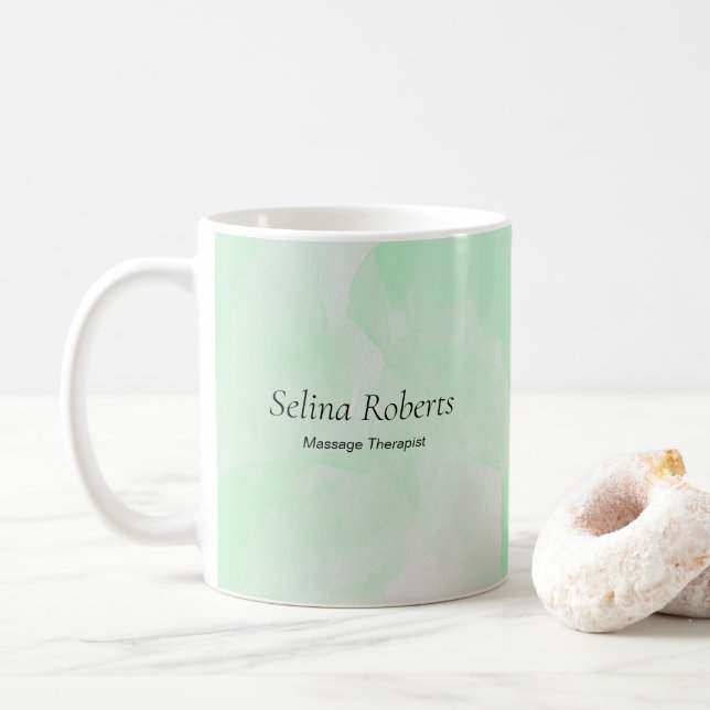 Custom name green watercolor coffee mug (With Donut)