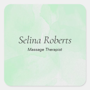 Custom name green watercolor square sticker