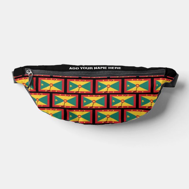 Custom Name GRENADIAN FLAG OF GRENADA Fanny Pack (Lay Down)