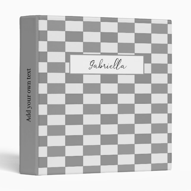 Custom name grey check blocks pattern binder (Front/Spine)
