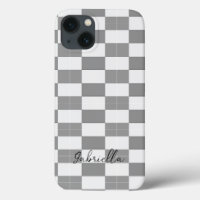 Custom name grey check blocks pattern