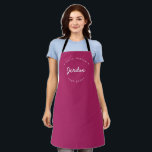 Custom Name Grill Master Established year Pink Apron<br><div class="desc">Lots of talent coming out of that kitchen. Encourage the chef,  the Grill Master in your life to keep the yummy food coming with this personalized,  modern,  and unique apron. Customize the words and established the year as you need. Pink with white type.

Makes for a great gift.</div>