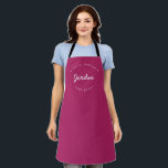 Custom Name Grill Master Established year Pink Apron<br><div class="desc">Lots of talent coming out of that kitchen. Encourage the chef,  the Grill Master in your life to keep the yummy food coming with this personalized,  modern,  and unique apron. Customize the words and established the year as you need. Pink with white type.

Makes for a great gift.</div>