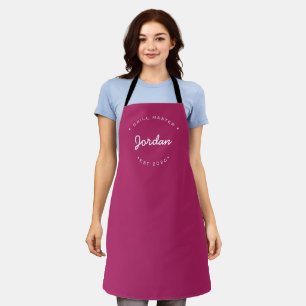 Custom Name Grill Master Established year Pink Apron