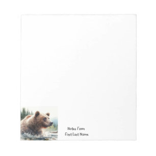 Custom Name Grizzly Bear Animal Wildlife Nature Notepad