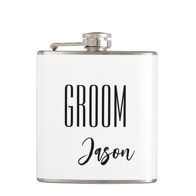 Custom Name Groom Flask (Front)