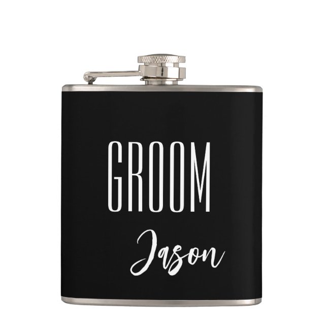 Custom Name Groom Flask (Front)