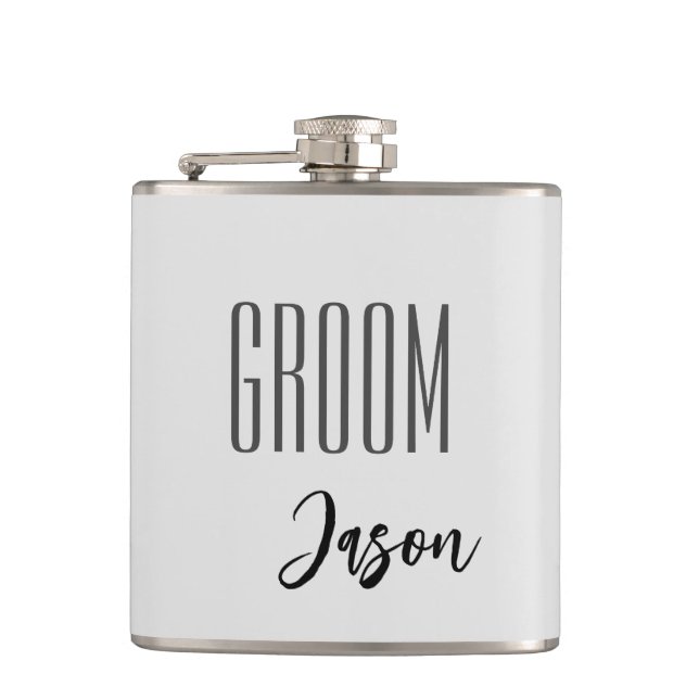 Custom Name Groom Flask (Front)
