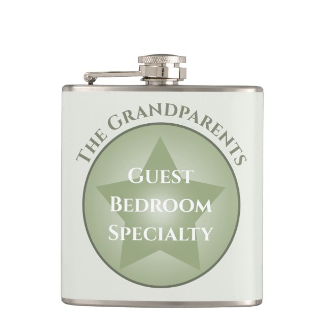 Custom Name Guest Bedroom Specialty Pastel Star Hip Flask (Front)