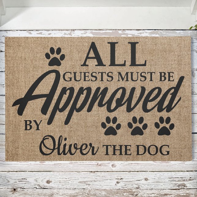 Custom NAME Guests Must Be Approved By Dog Pet Doormat (Creator Uploaded)