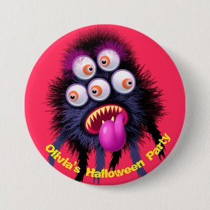 Custom name Halloween party  badge. 3 Inch Round Button