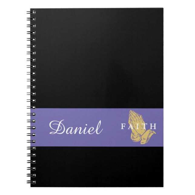 Custom Name Hands of Prayer Notebook (Front)