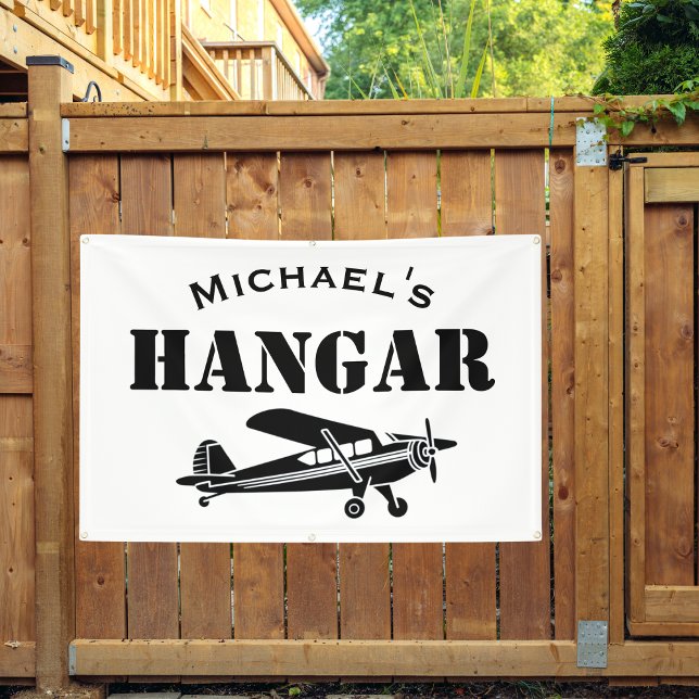 Custom Name Hangar Airplane Pilot Aviation Simple  Banner (Creator Uploaded)