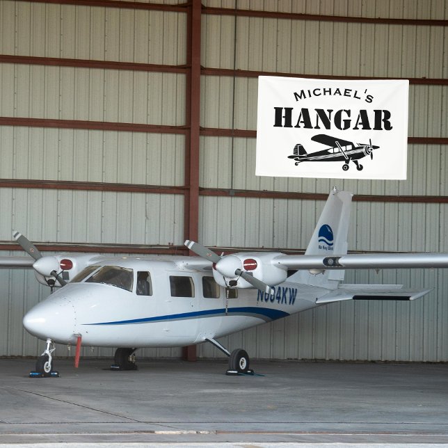 Custom Name Hangar Airplane Pilot Aviation Simple  Banner (Creator Uploaded)