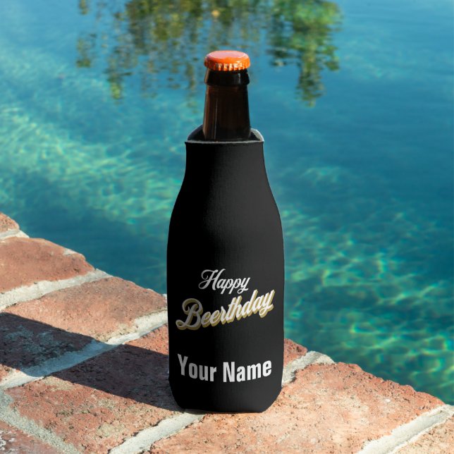 Custom Name Happy Beerthday Beer Bottle Cooler (In Situ Pool)