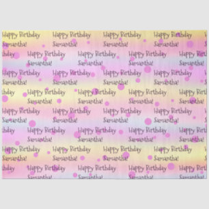 Custom Name Happy Birthday Colourful  Tissue Paper