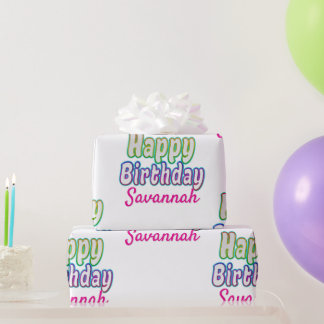 Custom Name Happy Birthday Colourful  Wrapping Paper