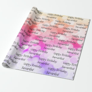Custom Name Happy Birthday Fun Colorful Bright Wrapping Paper