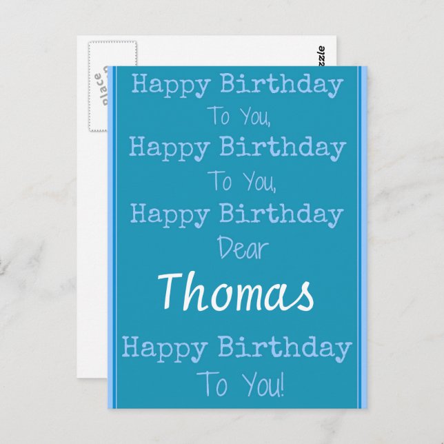 Custom Name Happy Birthday Song Postcard (Front/Back)