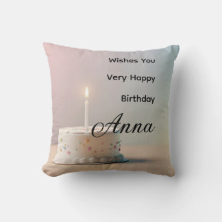 Custom name Happy Birthday Throw Pillow