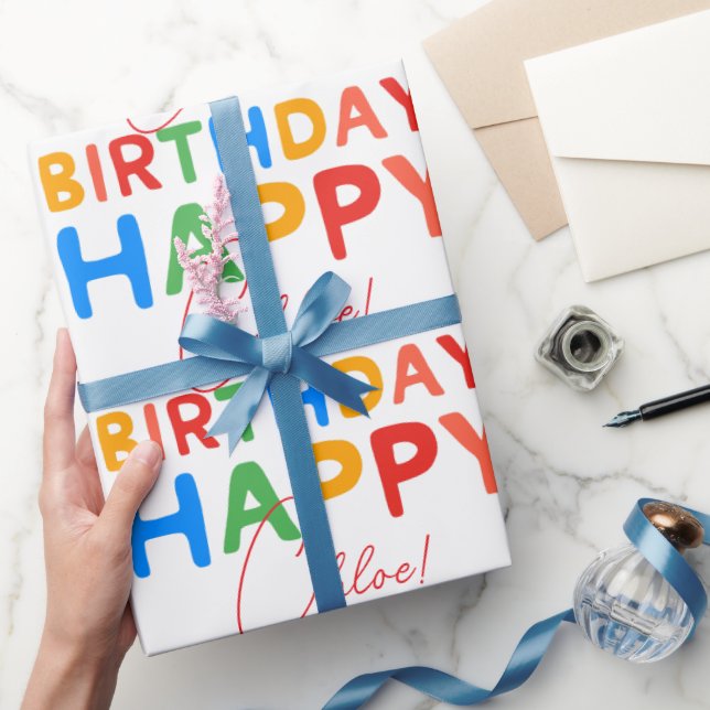 Custom Name Happy Birthday  Wrapping Paper (Gifting)