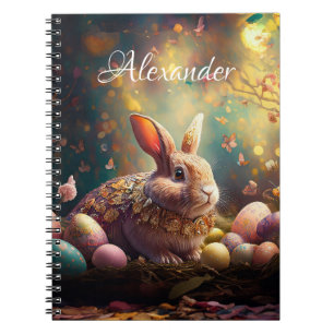 Custom Name Happy Easter Bunny with Easter eggs Notebook
