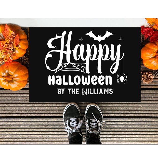 Custom name Happy Halloween Doormat (Creator Uploaded)