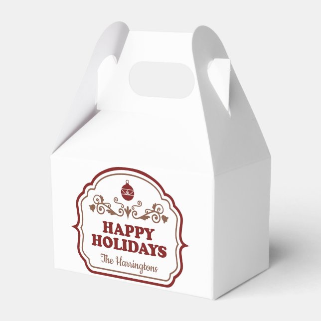 Custom name Happy Holidays favour boxes (Front Side)