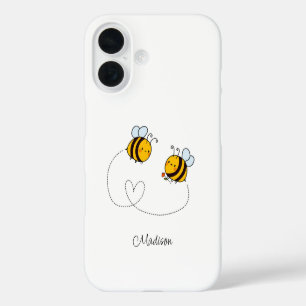 Custom Name Happy Love Bees iPhone 16 Case