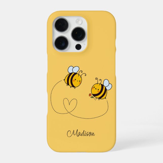 Custom Name Happy Love Bees iPhone Case (Back)