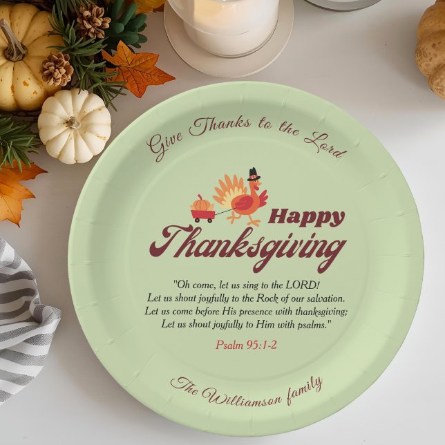 Custom Name | Happy Thanksgiving with Bible Verse  Paper Plate (Creator Uploaded)
