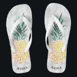 Custom Name Hawaiian Marble Pineapple Bridesmaid Flip Flops<br><div class="desc">Personalized Name Hawaiian Marble Pineapple Bridesmaid Gifts Flip Flops.</div>