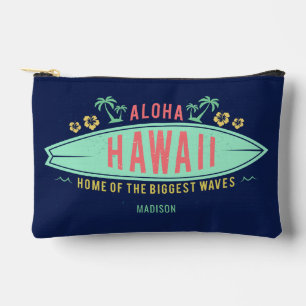 Custom Name Hawaiian Surfer Accessory Pouch