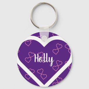 Custom Name Heart Key Ring