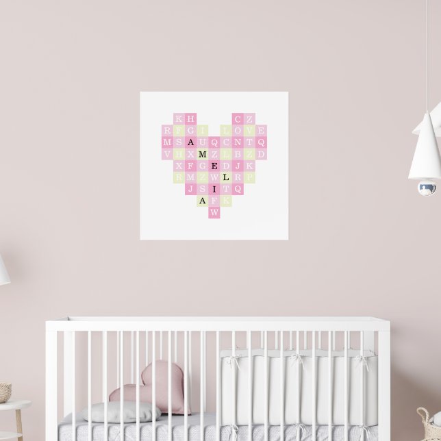 Custom Name Heart Mosaic Letter Puzzle Poster (Nursery 2)