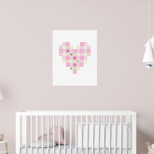 Custom Name Heart Mosaic Letter Puzzle Poster