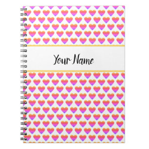 Custom Name Heart Pattern Notebook