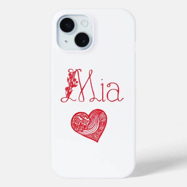 Custom Name & Heart – Personalized iPhone 15 Case (Back)