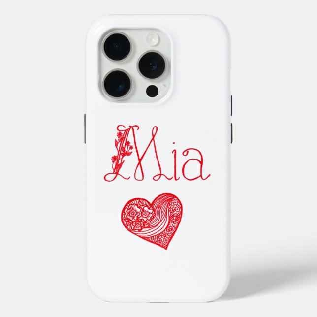 Custom Name & Heart – Personalized iPhone 15 Pro C Case-Mate iPhone Case (Back)