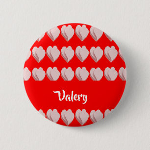 Custom name hearts pattern red 2 inch round button