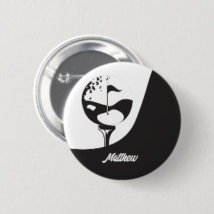 Custom Name Hello Black and White Golf 2 Inch Round Button