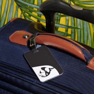 Custom Name Hello Black and White Golf Luggage Tag