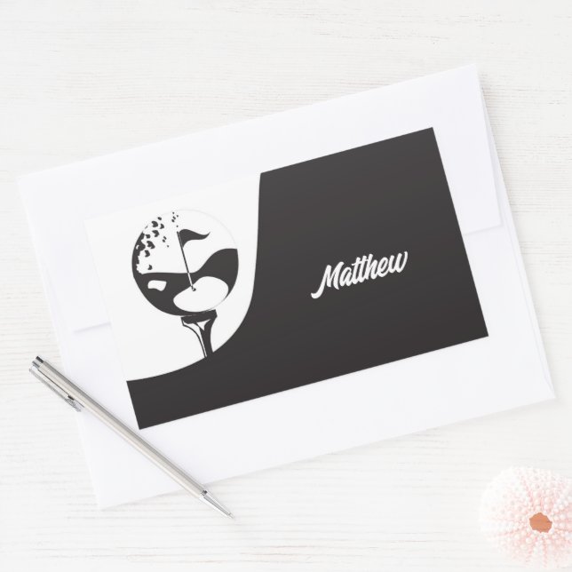 Custom Name Hello Black and White Golf  Sticker (Envelope)