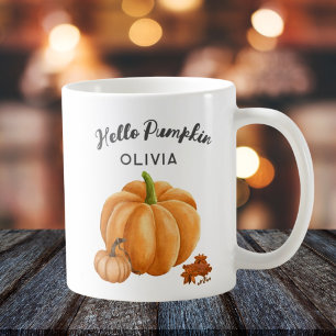 Custom Name Hello Pumpkin Spice Cosy Fall Coffee Mug