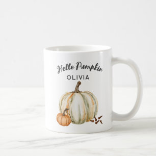 Custom Name Hello Pumpkin Spice Cozy Fall Coffee Mug