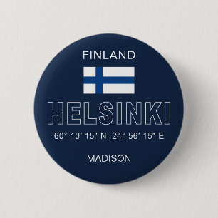 Custom Name Helsinki Coordinates 2 Inch Round Button