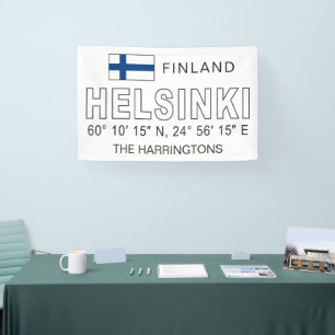 Custom Name Helsinki Coordinates Banner