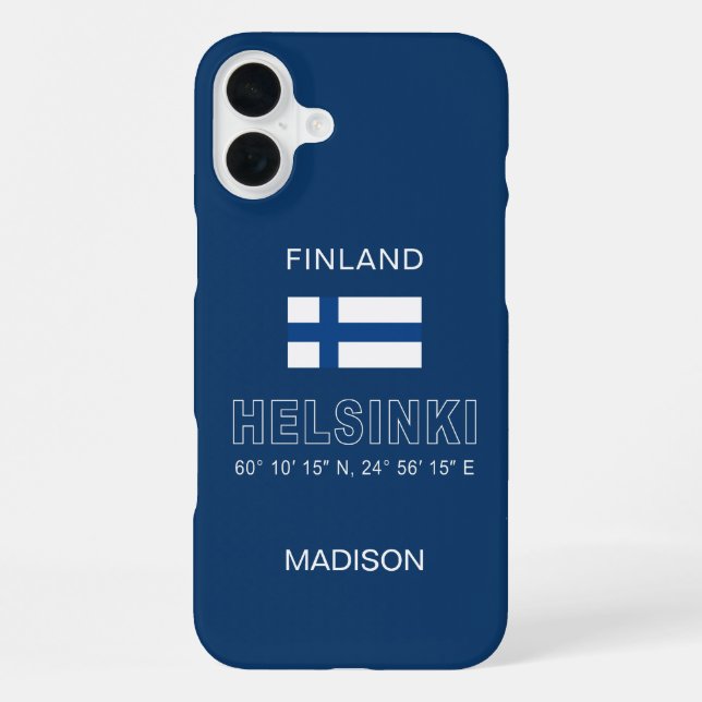 Custom Name Helsinki Coordinates iPhone Case (Back)