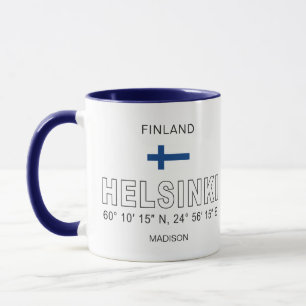 Custom Name Helsinki Coordinates Mug