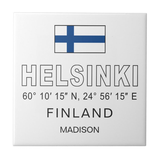 Custom Name Helsinki Coordinates Tile (Front)